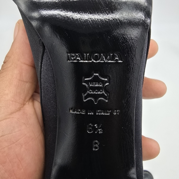 Paloma Barceló Shoe Women's 6.5 B Pumps Vintage 90s Heels Black Made In Italy - Picture 6 of 8